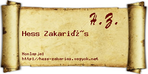 Hess Zakariás névjegykártya